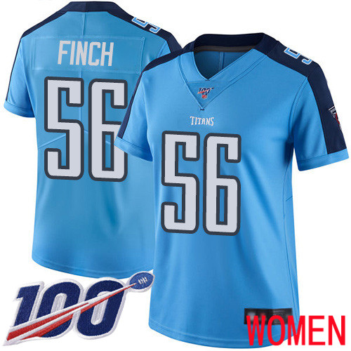 Tennessee Titans Limited Light Blue Women Sharif Finch Jersey NFL Football #56 100th Season Rush Vapor Untouchable->women nfl jersey->Women Jersey
